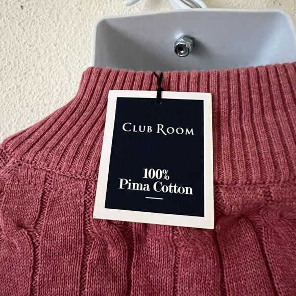 Club Room Men's Pima Cable Quarter-Zip Red Size Extra Large - Picture 9 of 10
